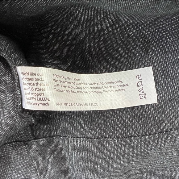 EILEEN FISHER Jewel Neck Organic Linen Sleeveless Dress in Dark Navy Blue, PM - Picture 8 of 9